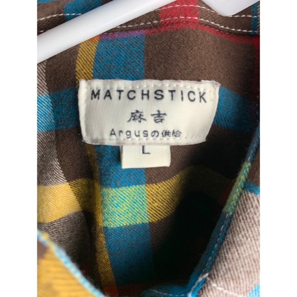 Matchstick Argus Flannel Men's L Multicolor Plaid Longsleeve Button Up - Picture 3 of 7